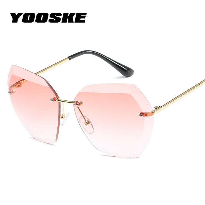 YOOSKE Rimless Diamond Cutting Lens Sunglasses