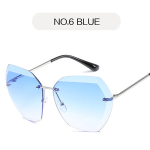 YOOSKE Rimless Diamond Cutting Lens Sunglasses